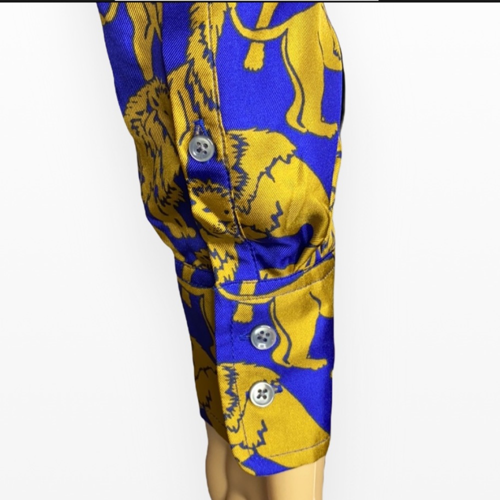 J.Crew Collection Royal Blue Gold
Lion Print Silk Shirt Blouse Size 0 - Picture 11 of 14